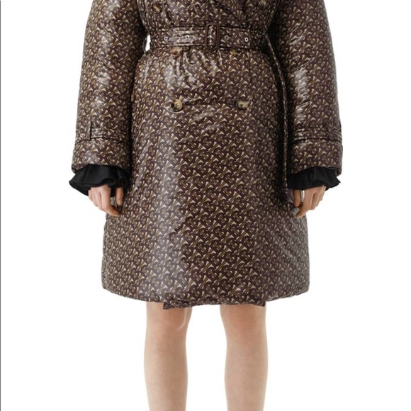 NWT Burberry Monogram Print Down Trench Coat - Picture 3 of 6